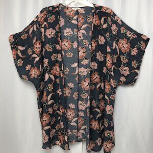Maurices Women’s One Size Blue Floral Kimono Sleeve Open Wrap Fairycore Romantic